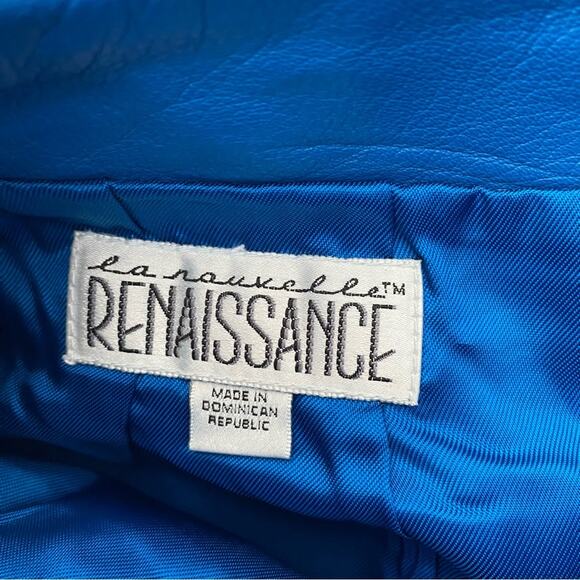 LNR La Nouvelle Renaissance Blue Leather Panel Pencil Skirt size 6 lined - Picture 7 of 8